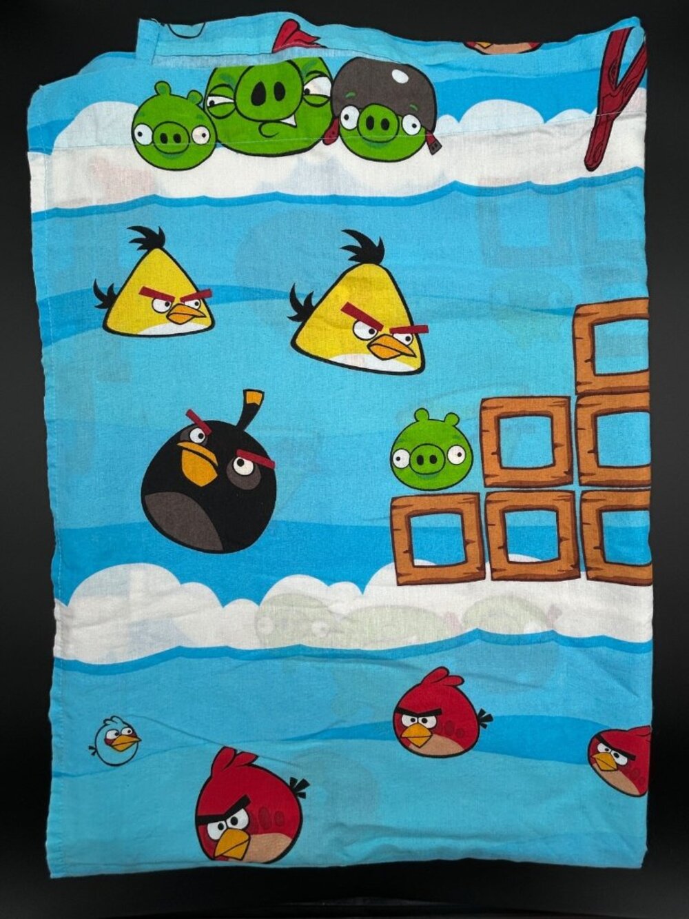 ANGRY BIRDS 2012 Twin Flat Sheet Rovio Kids Bedding Cotton Blend 66x96 Blue